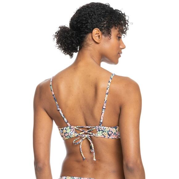Roxy Beach Classics Strappy Floral Print Bra Bikini Swim Top Black Multi Size M - Picture 4 of 11
